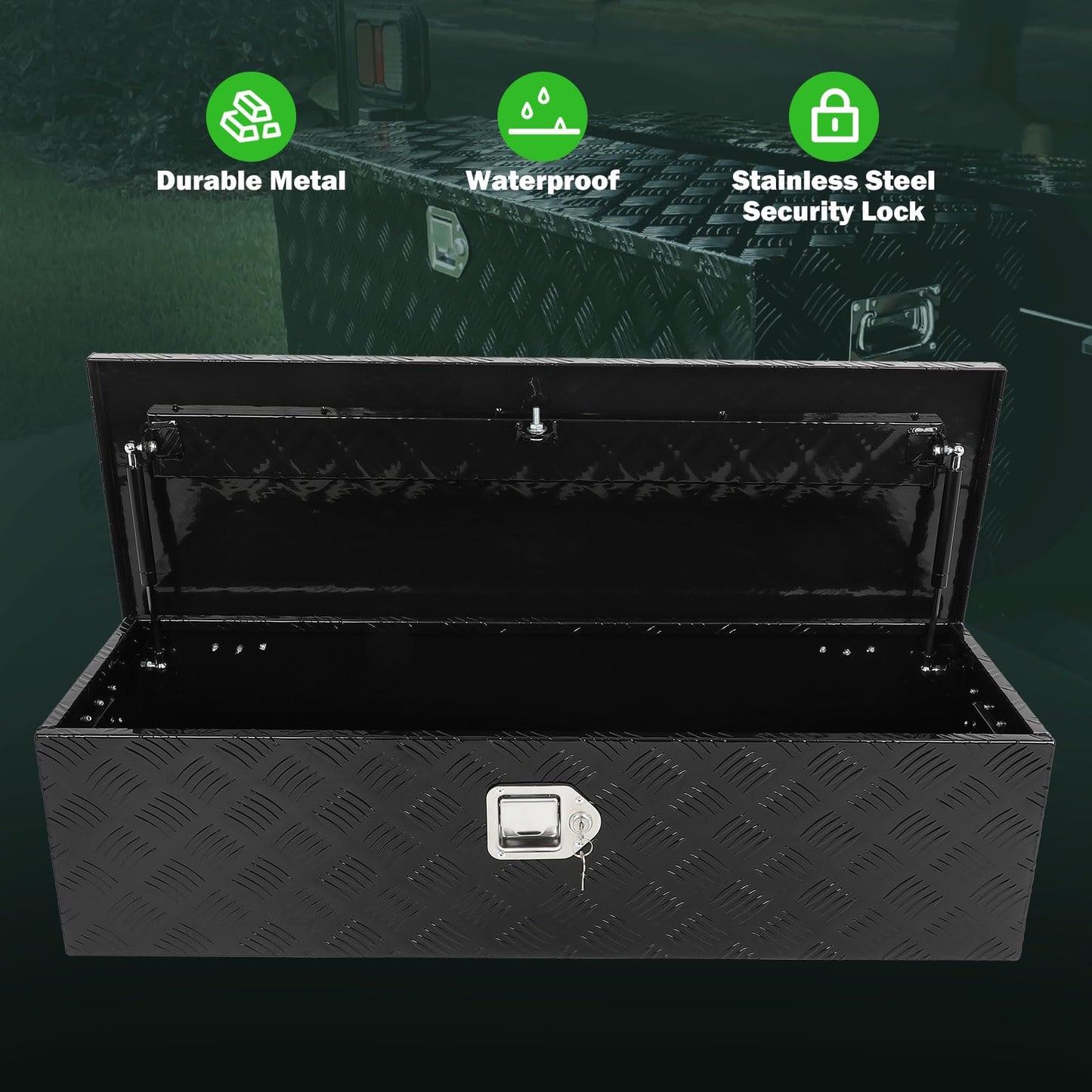 SCITOO 39 Inch Truck Bed Tool Box,Aluminum Heavy Duty Diamond Plate Crossover Storage for Most Full Size Pickups,Lockable Weatherproof Chest,Fits 39" Truck Beds,Easy Access to Load and Unload