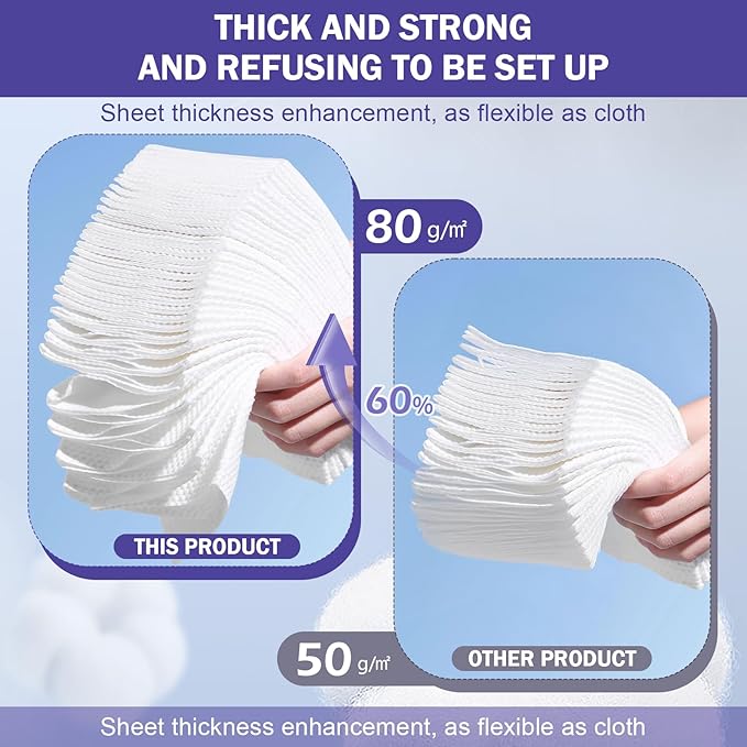 Face Towels, Disposable Face Towelette, Makeup Remover Dry Wipes 50 Count