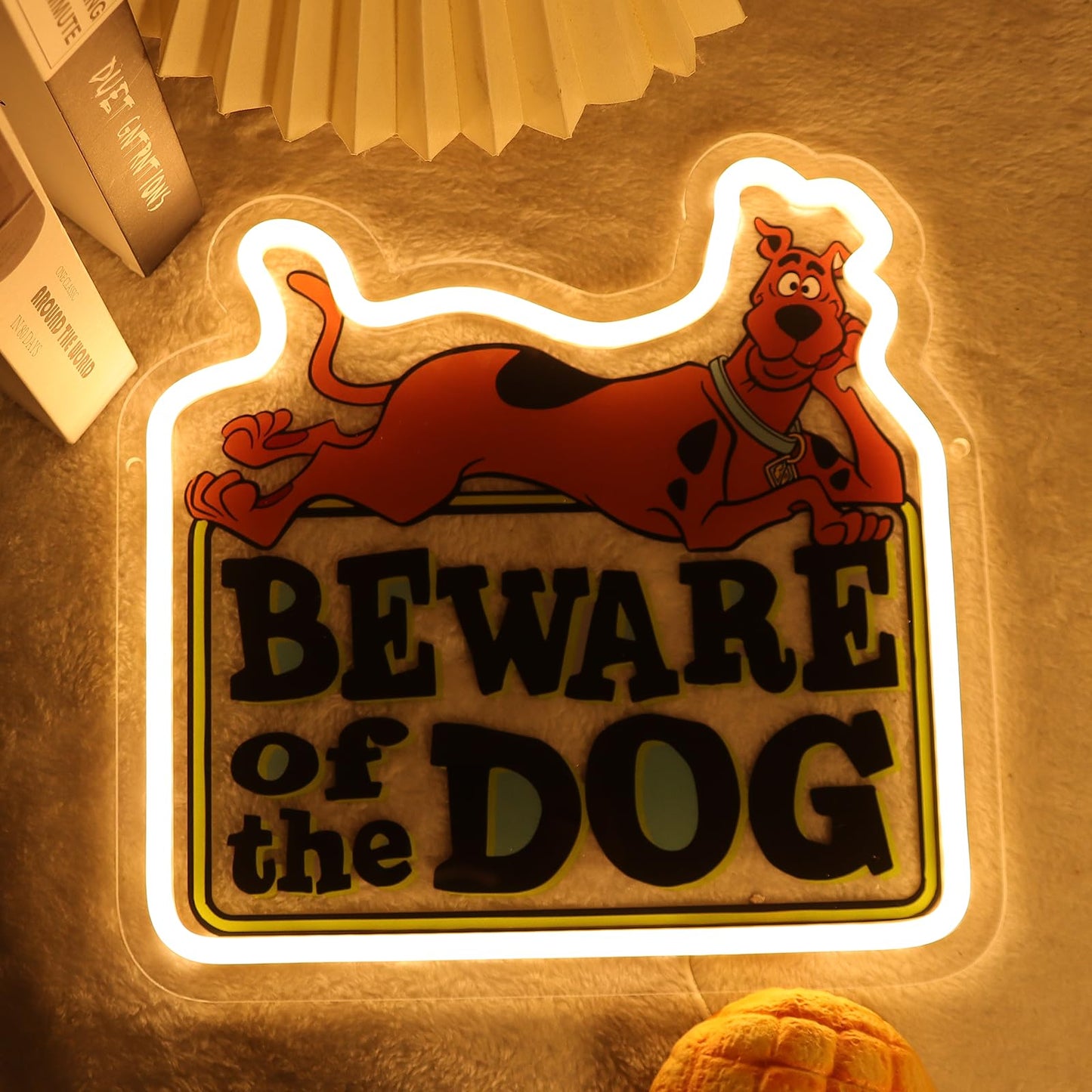 Beware of Dog Neon Sign LED, Funny Warning Dog Neon Light for Wall Decor, USB Powered Dog Warning Sign for Home Bar Garage Porch Pet Lover Room Decor, Warm White