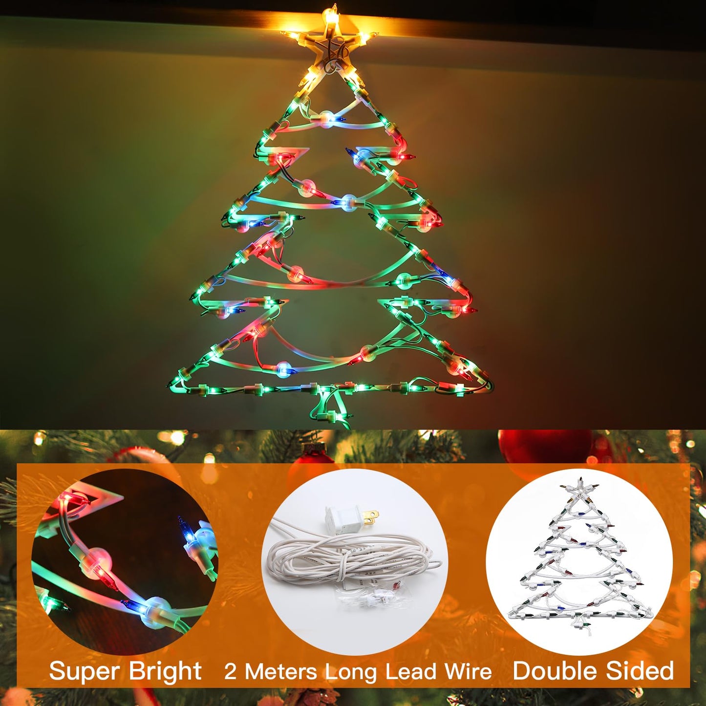 Xmasnova 2 Pack Christmas Window Lights, Double Side Christmas Sign Lamp Decoration For Holiday Indoor Wall Door Glass Decorations, Polaris