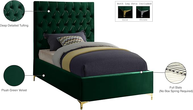 Meridian Furniture Cruz Collection Modern | Contemporary Velvet Upholstered Bed