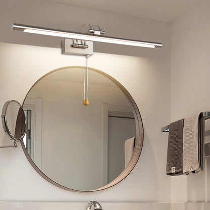 MantoLite 60CM LED Bathroom Wall Lights with Pull Cord Swivel Lamp Head Long Silver Wall Lights for Pictures,Frames&Art Painting IP44 Over Mirror Lamp for Shaving 12W