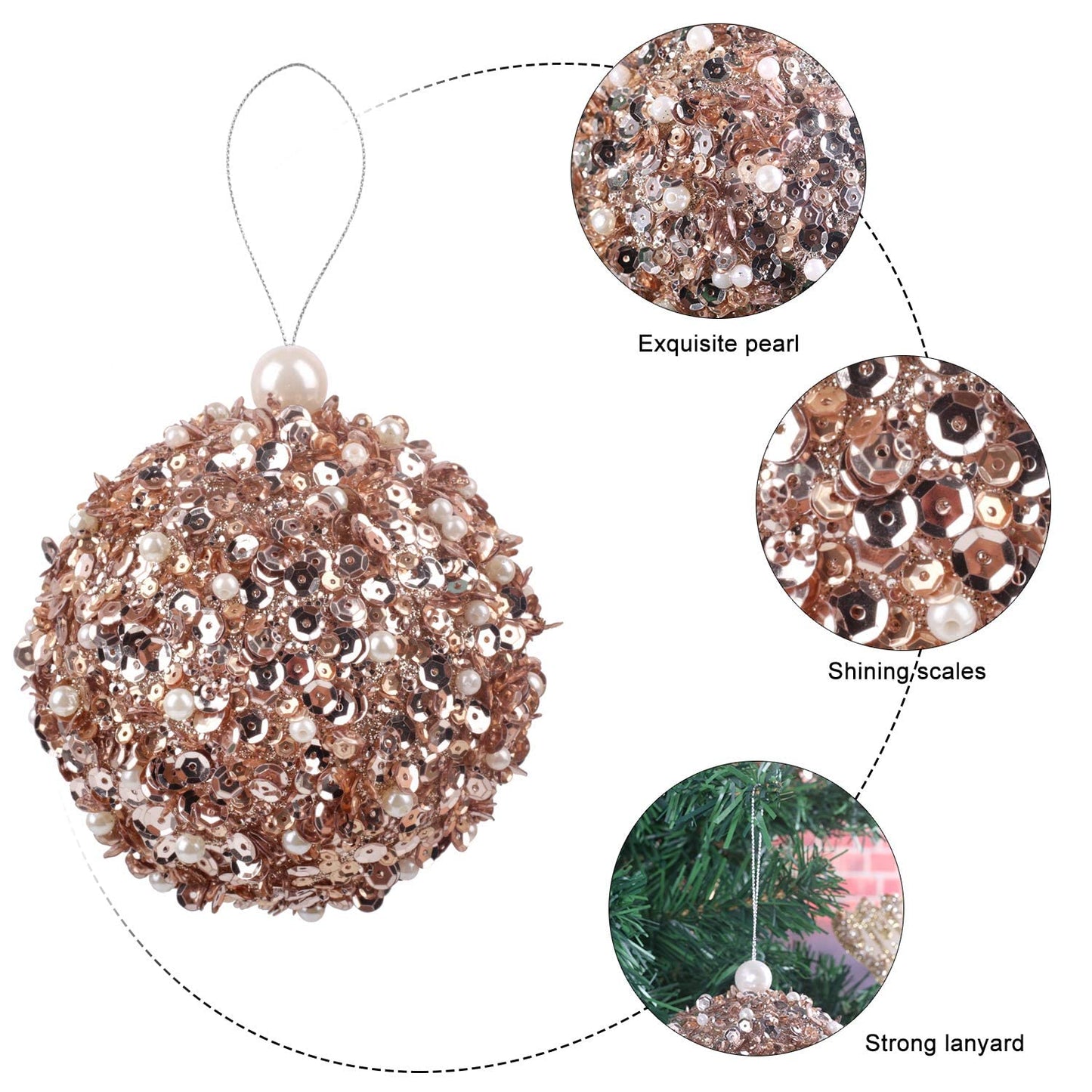 4.25" Christmas Ball Ornaments 4pc Set Shatterproof Christmas Decorations Tree Balls for Xmas Trees Wedding Party Holiday Decorations Tabletop Small Trees Decoration (Champagne)