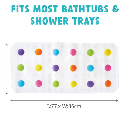 Munchkin Dandy Dots Non Slip Baby Bath Mat | Colourful Bubble Shower Mat | Bathmat with Skid-Resistant Suction Cups |Baby Essential Children's Bath Accessories