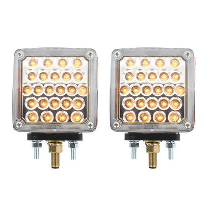 GG Grand General 77616 LED Pedestal Light (Square Double Faced Dual Function Amber/Red Pearl with Clear Lens in Twin Pack)