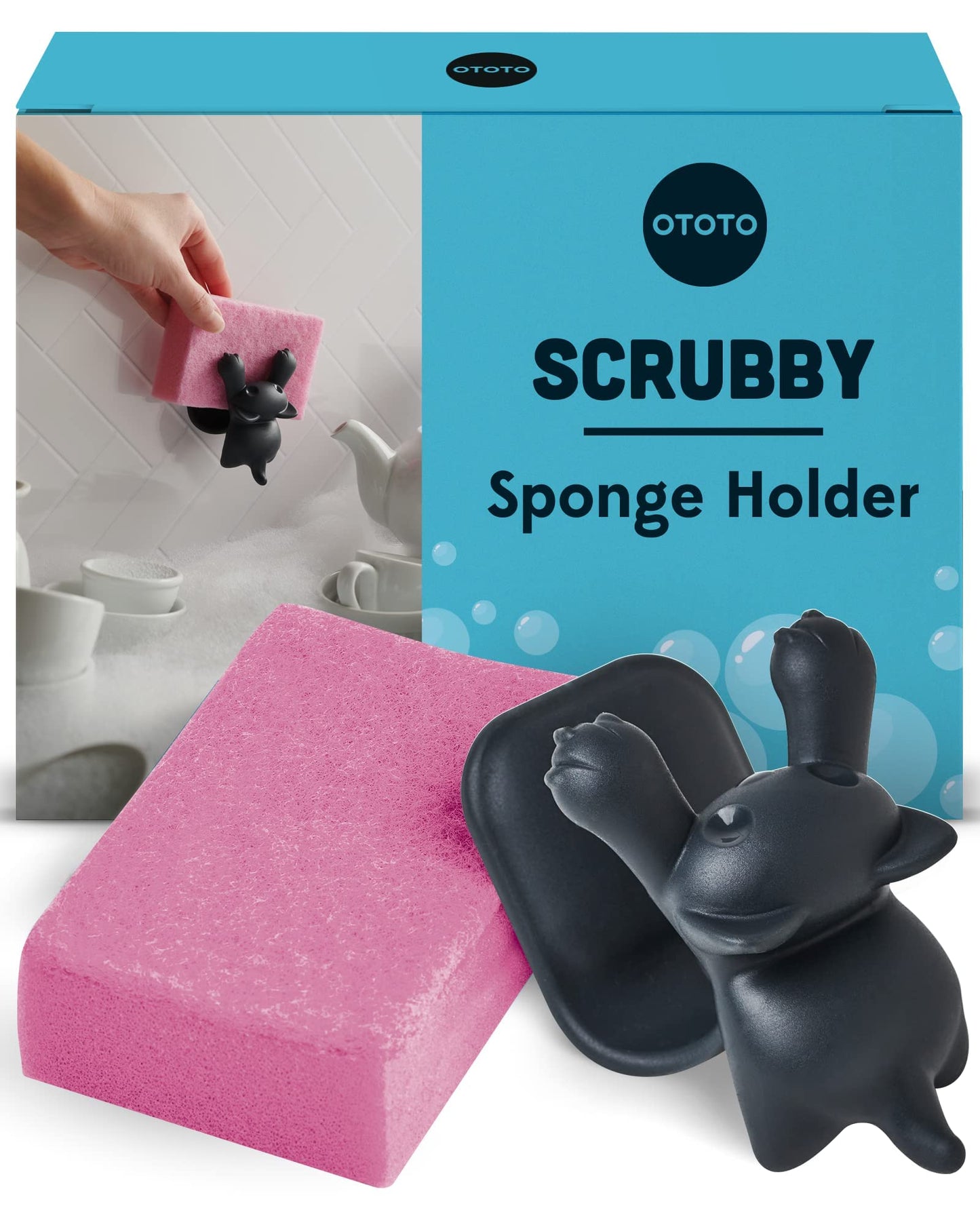 OTOTO Cute Sponge Holder for Kitchen Sink - Dishwasher Safe Organizer, Compact Sink Accessories, Dish Sponge Holder