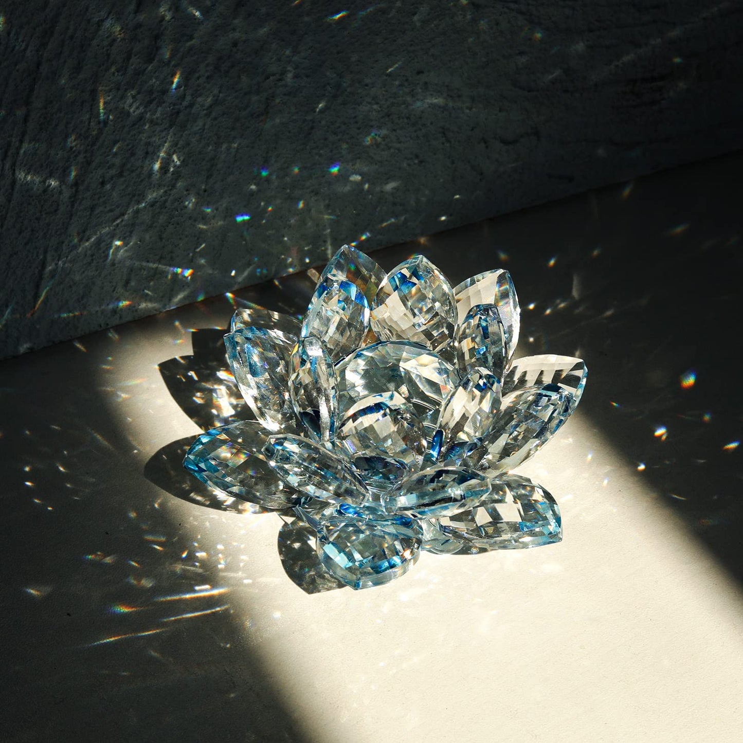 JATYFING 3Inch Crystal Lotus Flower, Blue