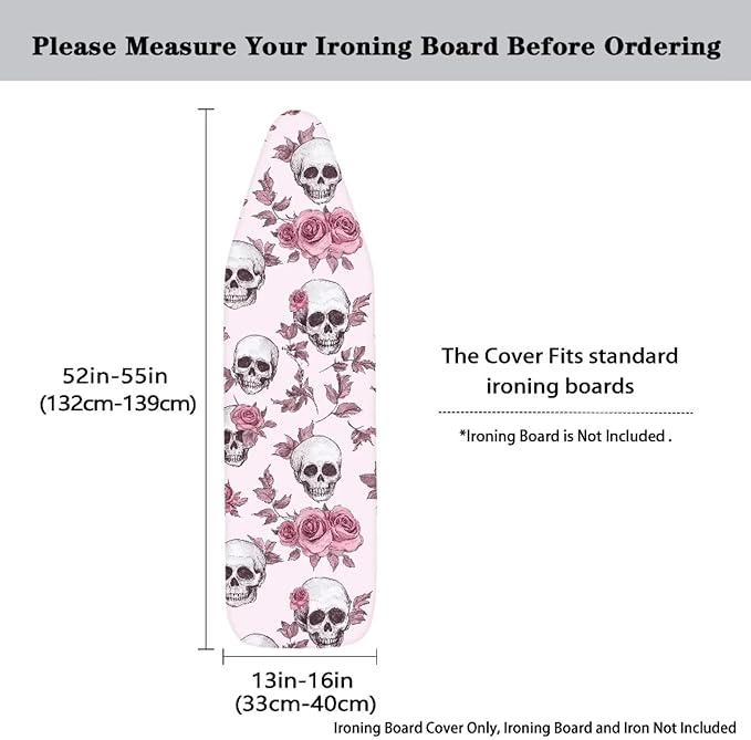Ironing Board Covers Skull Pink Rose Stretchy Iron Board Cover and Pad