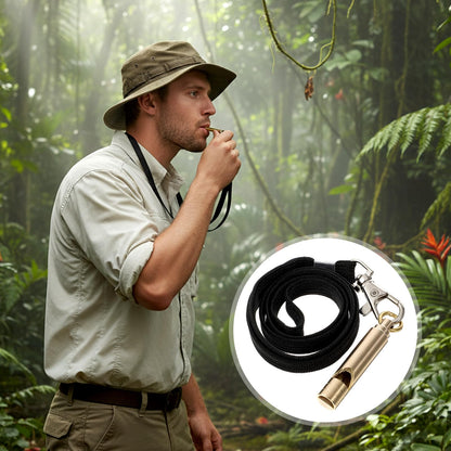 FdcZeyxior 2 PCS Brass Survival Whistle, 125 Db Loud Emergency Whistle Portable Survival Whistles with Lanyards for Pet Training Hiking Camping Coaching Outdoor Safety Accessories