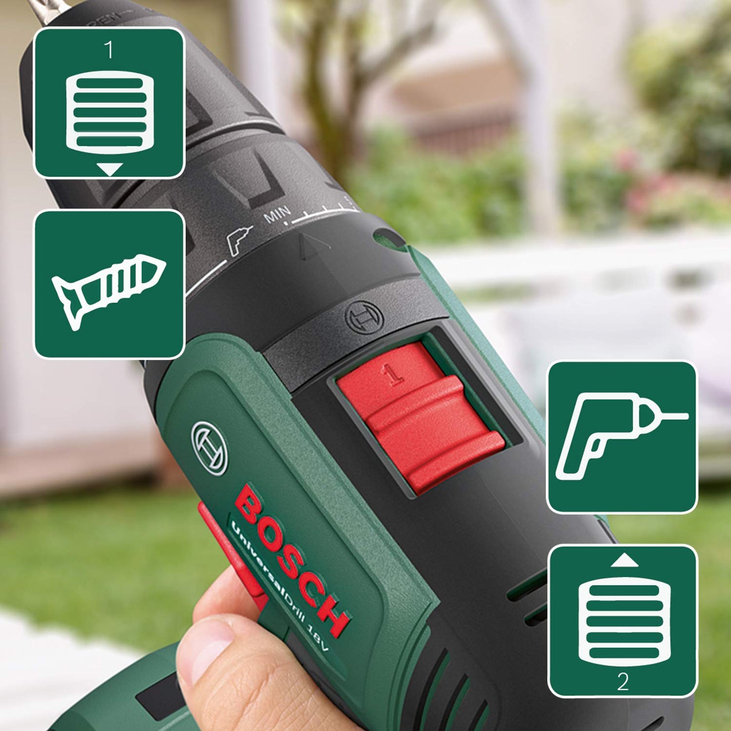 Bosch Home and Garden Cordless Drill UniversalDrill 18V (1 Battery, 18 Volt System, in Carrying case), Black