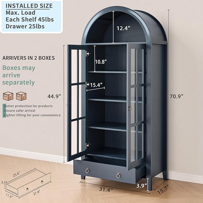 RowyPoey Farmhouse Arched Cabinet