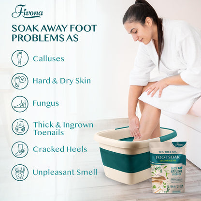 Fivona Collapsible Foot Bath Basin - Pedicure Foot Soaking Tub for Tired Feet, Cracked Heels, Soothe Soreness, Soften Calluses