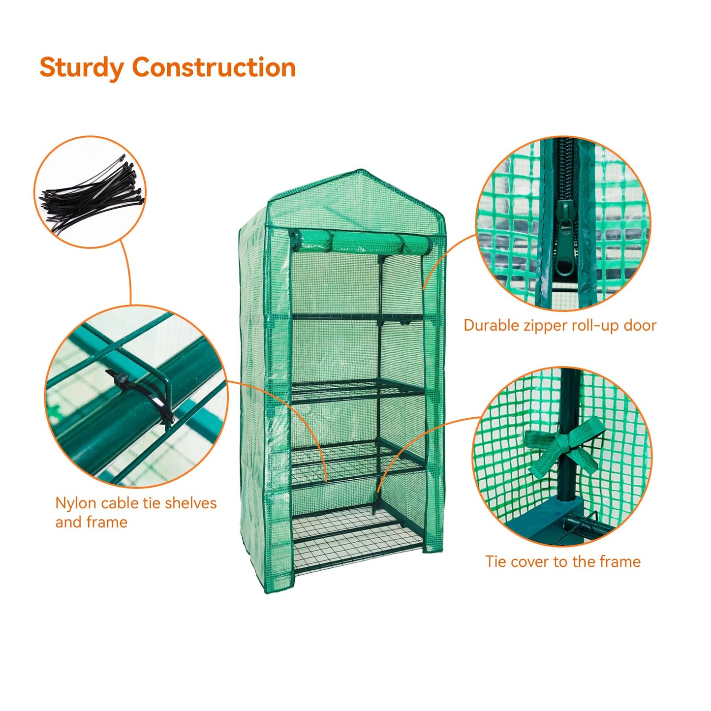 Mini Greenhouse for Outdoor Indoor,4 Tier Small Portable Green Houses with Improved PE Cover,Roll-up Zipper Warm House,Grow House for Seedling and Plant Growing (64x27x20inch),Green