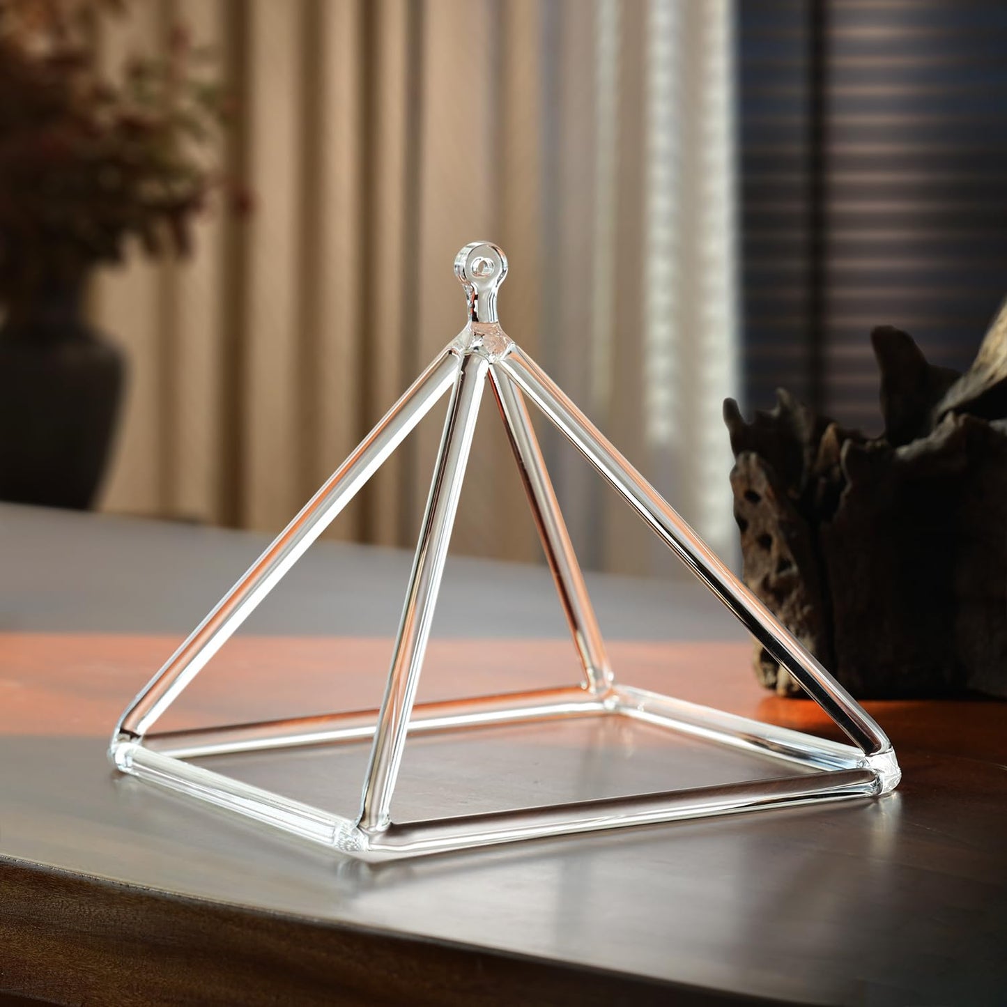 Sound Healing Crystal Singing Bowl Quartz Crystal Singing Pyramid 8'' With Free Suede Stick