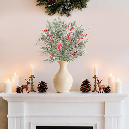 FloraSea 4 Pcs Christmas Picks, 17.5 Inch Artificial Christmas Flowers Picks Spray for Christmas Tree Wreath Floral Arrangement Vase Winter Holiday Season Décor