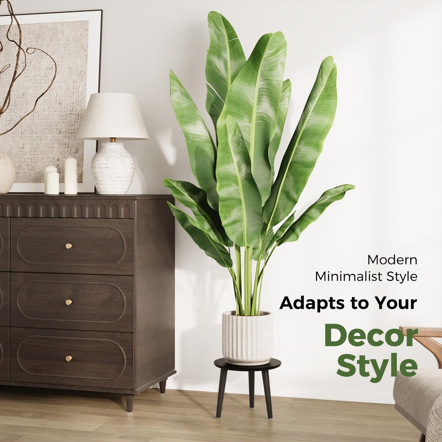 Leaf&lull Black Plant Stand Indoor Small Plant Table for Large Plants Wood Plant Stool Tall Plant Holder for Living Room Bedroom Balcony