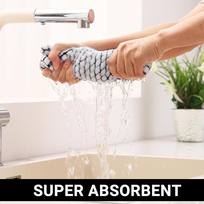 Homaxy Kitchen Towels and Dishcloths Set, 16 x 25 and 12 x 12 Inches, Super