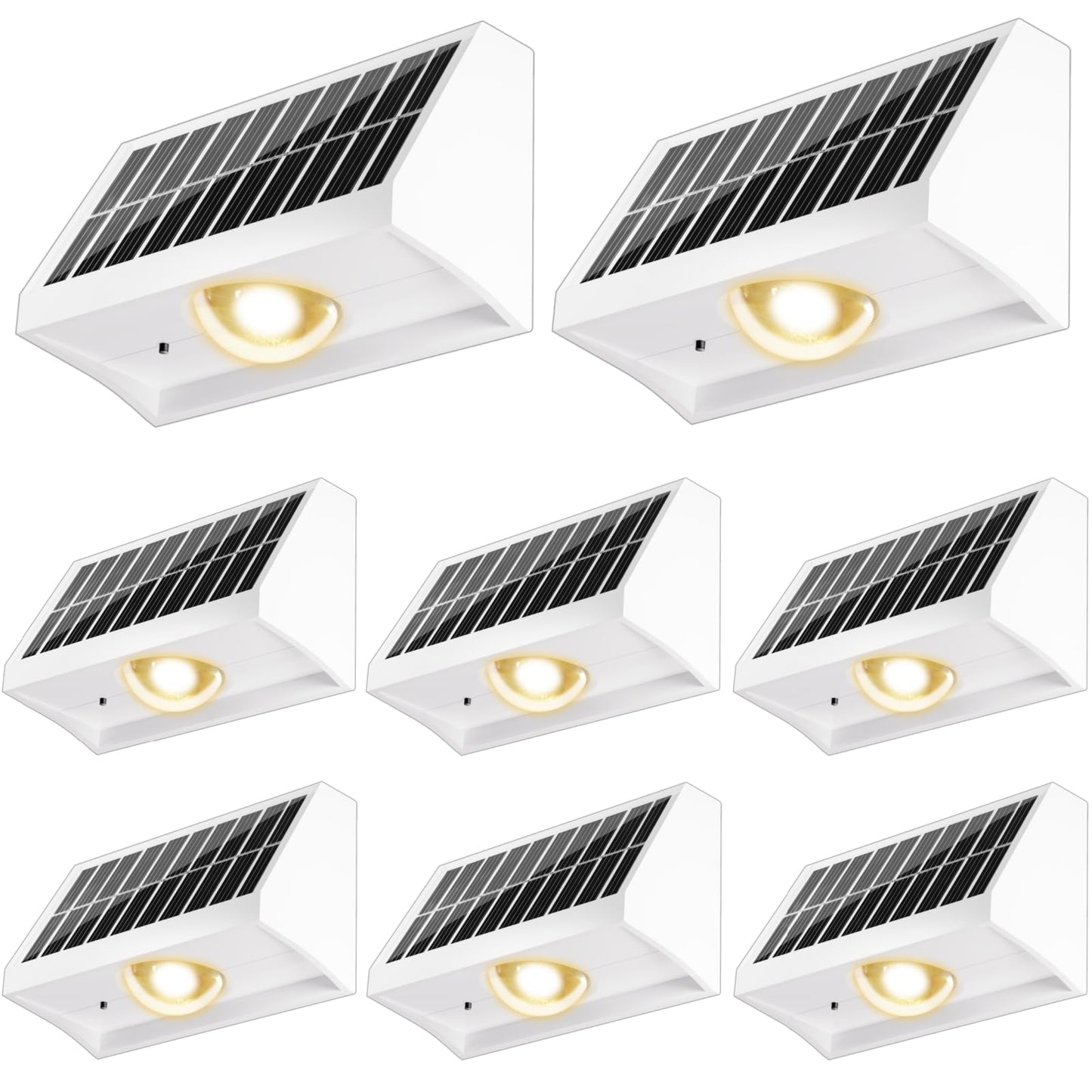 Solar Fence Lights Outdoor Waterproof High Brightness LED Spot Lens Deck Lights 7 Mode Warm & Cool White RGB Solar Powered Wall Lighting Decor for Outside Patio Step Backyard Railing - 8 Pack(White)
