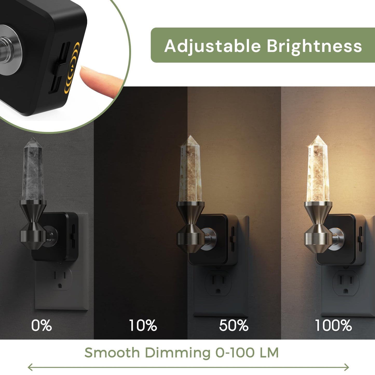 L LOHAS LED Night Light: Night Lights Plug into Wall, Dimmable Night Light Aesthetic Crystal, Warm Light 3000K, Dusk to Dawn Sensor, Healing Stone Decorative Nightlight for Home Living Room