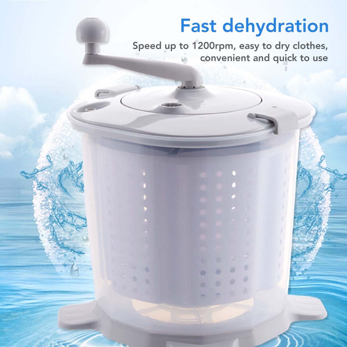 Portable Hand Crank Washing Machine non electric Manual Washing Machine Clothes Washer for Dormitory Apartment Camping & Tiny Spaces Nordic Grey