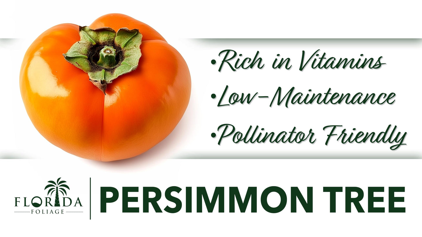 Persimmon Fruit Trees | 10 Live Trees | Diospyros Kaki | Edible Fruit Tree for Home Gardens | Cold Hardy Plants with Sweet, Delicious Fruits