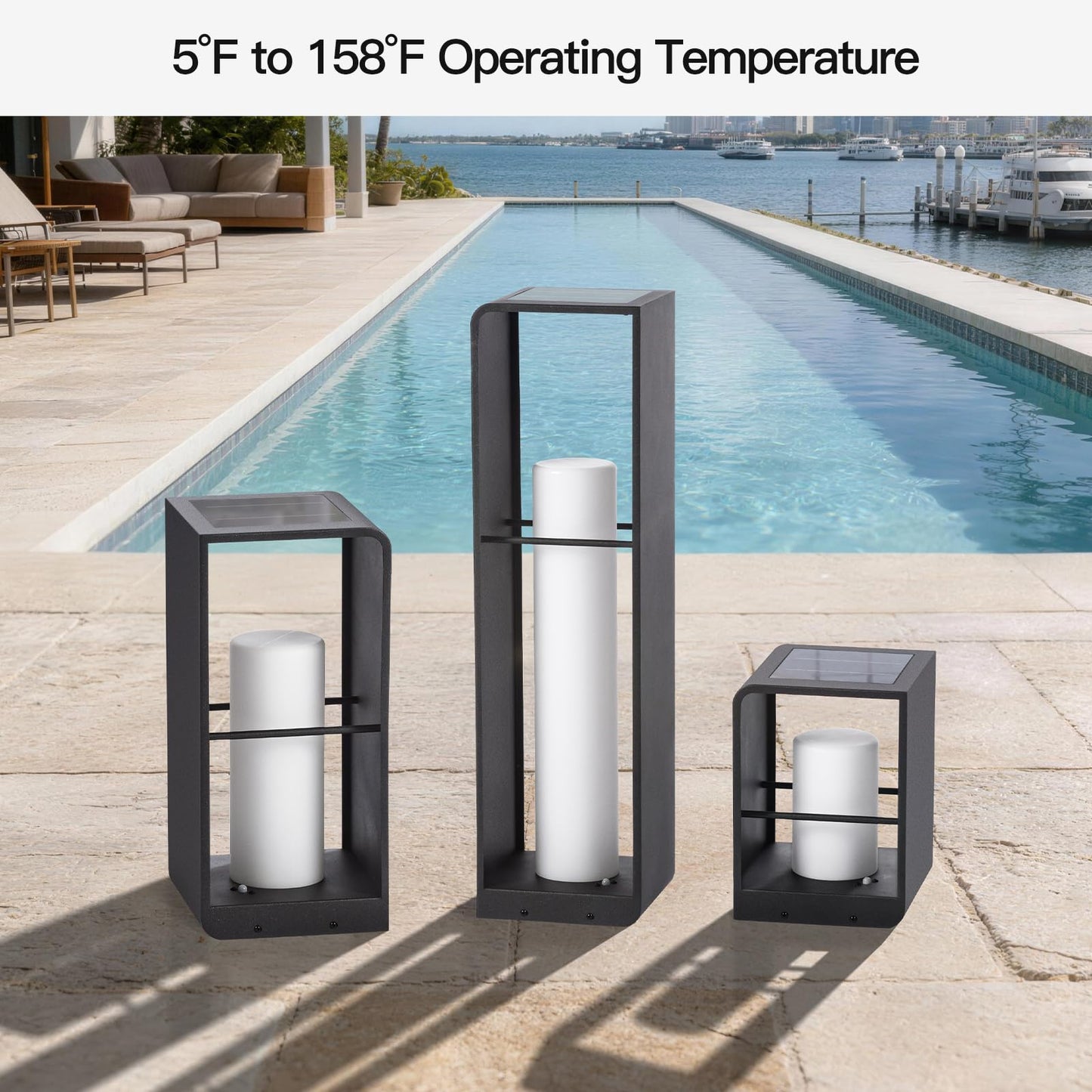 MVBT 11" Tall Solar Lanterns, 3000K LED Outdoor Table Lamp Waterproof, Modern Solar Floor Lamp, Landscape Outdoor Lights Solar Powered Lantern, Dusk to Dawn Patio Light for Yard Deck Path Garden Pool