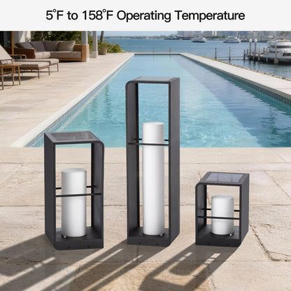 MVBT 11" Tall Solar Lanterns, 3000K LED Outdoor Table Lamp Waterproof, Modern Solar Floor Lamp, Landscape Outdoor Lights Solar Powered Lantern, Dusk to Dawn Patio Light for Yard Deck Path Garden Pool