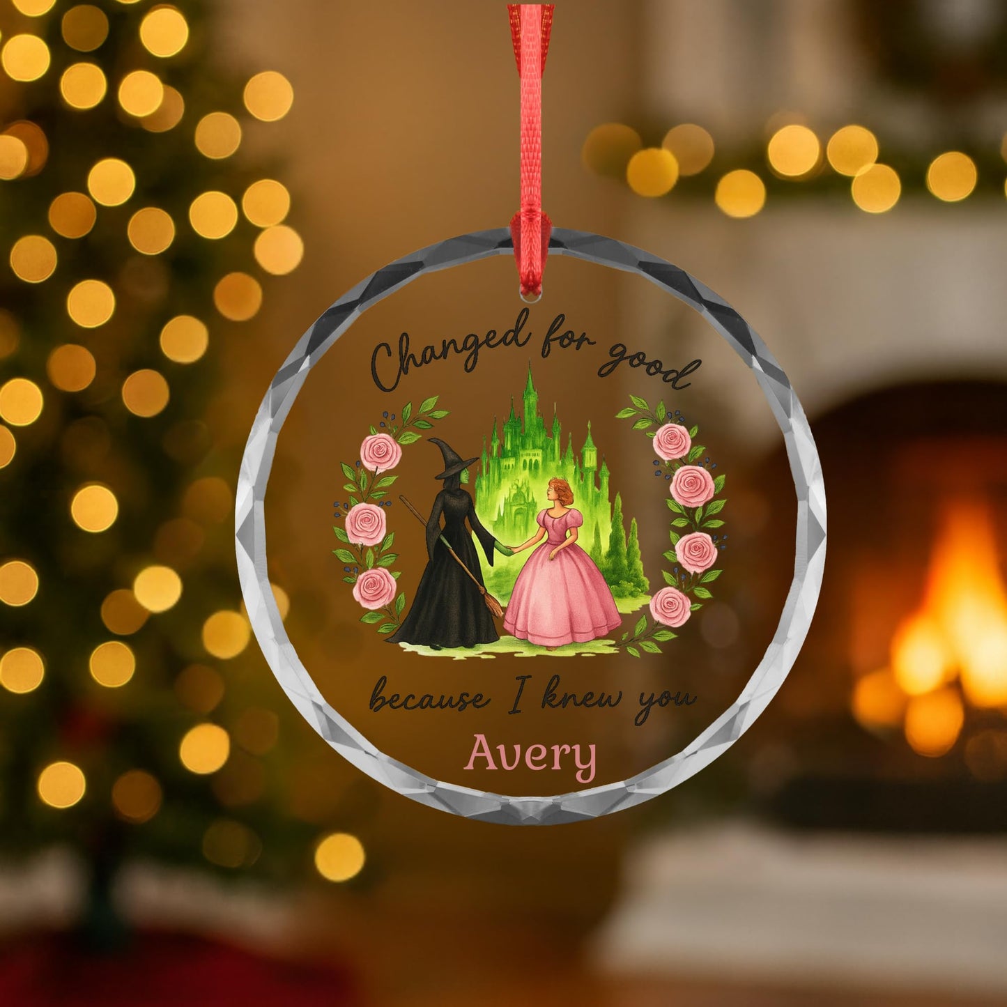 Wicked Ceramic and Glass Ornament, Broadway Musicals Ornament, Broadway Gifts for Fan, Wicked Christmas, Best Friends Merch, Xmas Teen Girl Gift (Glass, 1)