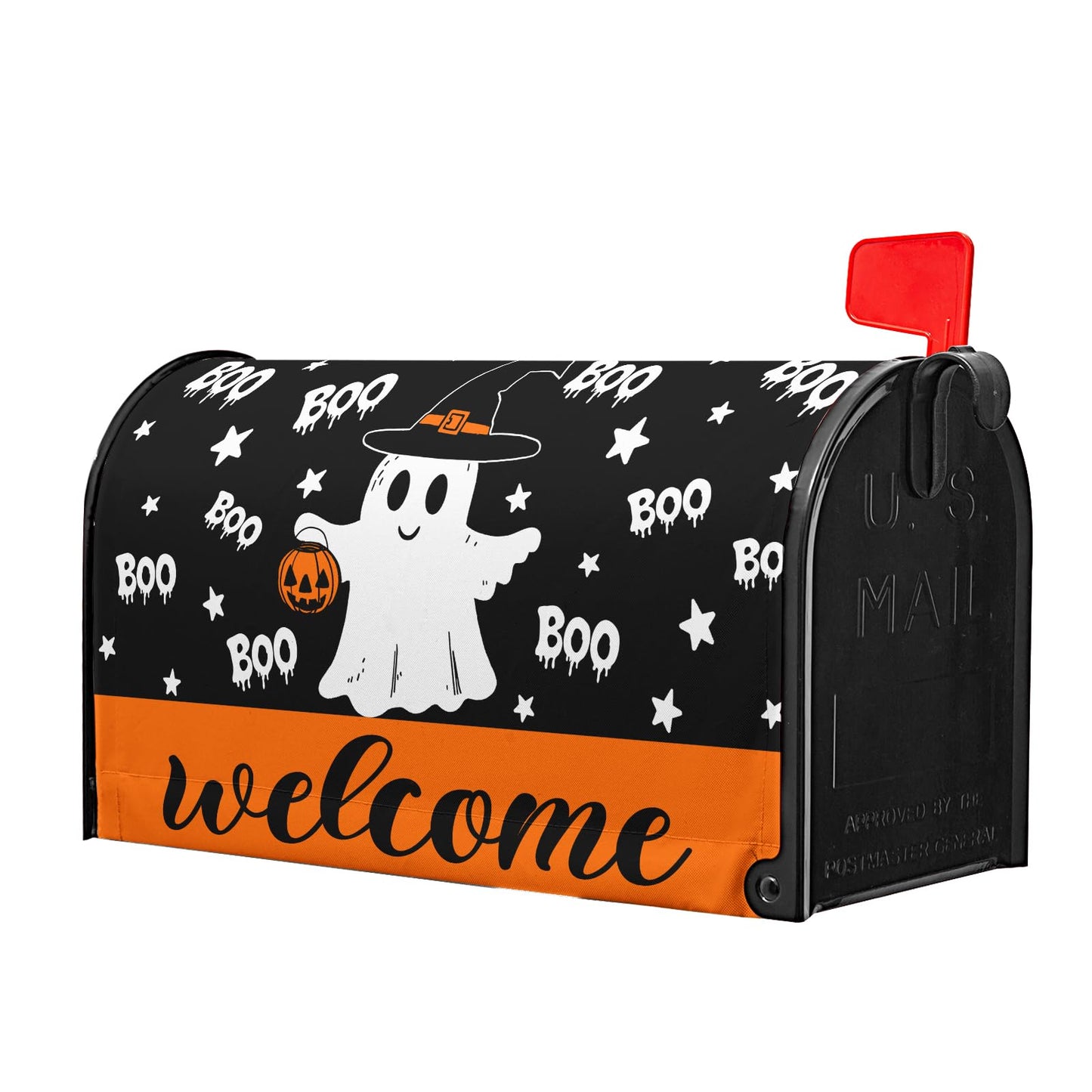 Halloween Ghost Boo Mailbox Cover Magnetic Large Size 25.5 x 21 Inch Halloween Pumpkin Mail Box Covers Fall Mailbox Wraps Welcome Letter Post Box Decoration for Home Garden Yard Outdoor Outside