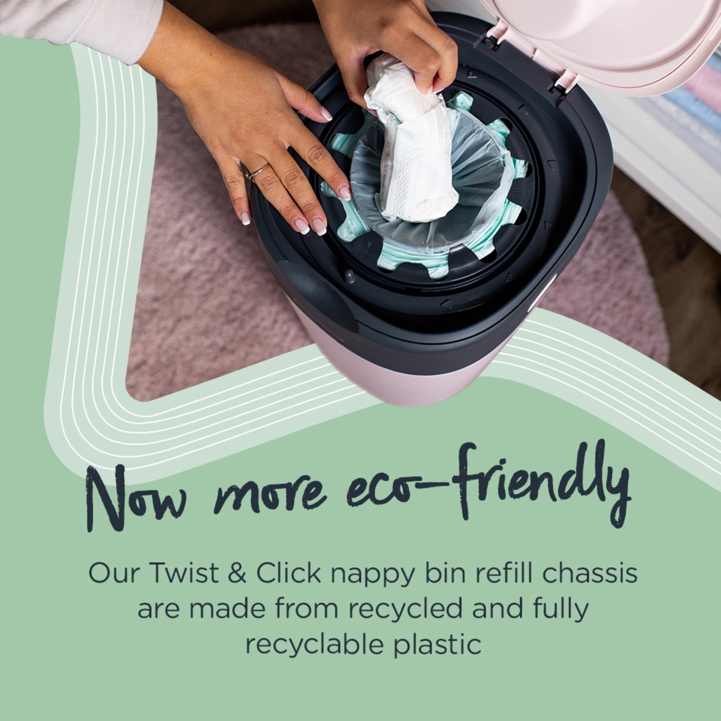 Tommee Tippee Simplee Sangenic Refill Cassettes Pack of 6 Refill Cassettes, Only Suitable for Use in Simplee Sangenic Nappy Bins, Odour and Germ Protection, 100% Recycled Chassis