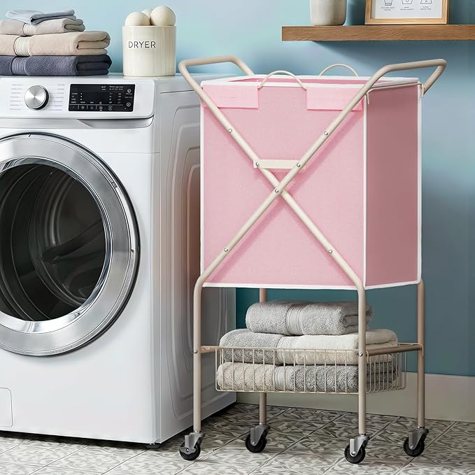 Convenient Laundry Basket with Wheels, Heavy Duty Dirty Clothes Laundry Hamper
