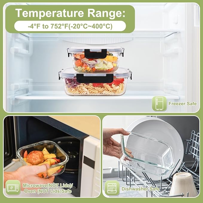 Liuruiyu 8 Pack Glass Food Storage Containers