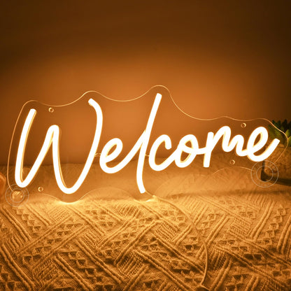 SYLHOME Welcome Led Neon Light Sign Business Open Windows Home Door Wall Sign Decor Bar Pub Store Shop Come In Neon Wedding Birthday Party Sign 15.75" X 6.5" USB