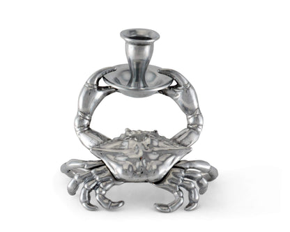 Arthur Court Aluminum Metal Crab Candle Holders/Candlestick - Perfect for Outdoor Table or Ocean/sea décor Quality Durable Silver Metal 5.5 inch Tall