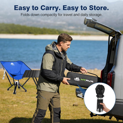 MTRVR Utility-Grade Folding Chair — Stable One-Piece Structure, Authorized Folding Structure Patent, Balanced Aluminum Support, Compact & Portable Chair for Camping, Fishing & Everyday Outdoor Use