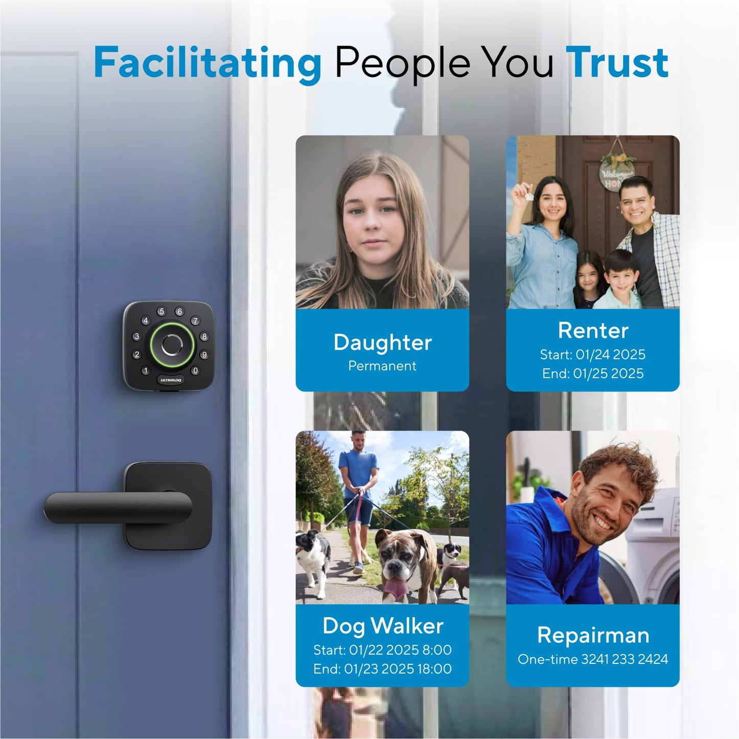 ULTRALOQ U-Bolt Pro WiFi Smart Lock with Door Sensor, 8-in-1 Keyless Entry Door Lock with Fingerprint ID, App Remote Control, Built-in WiFi Keypad Deadbolt, Auto Unlock, IP65 Waterproof, Easy Install