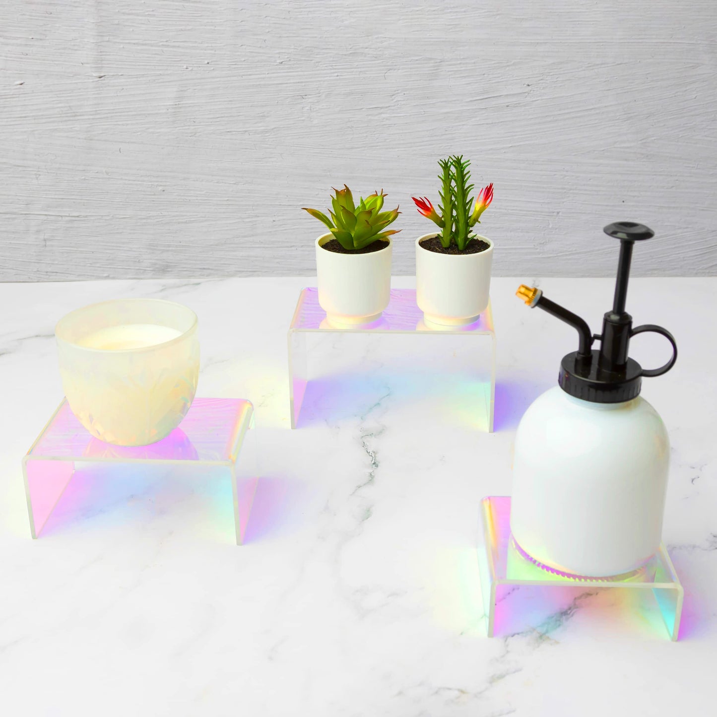 X-FLOAT Rainbow Iridescent Acrylic Display Risers (Set of 6)