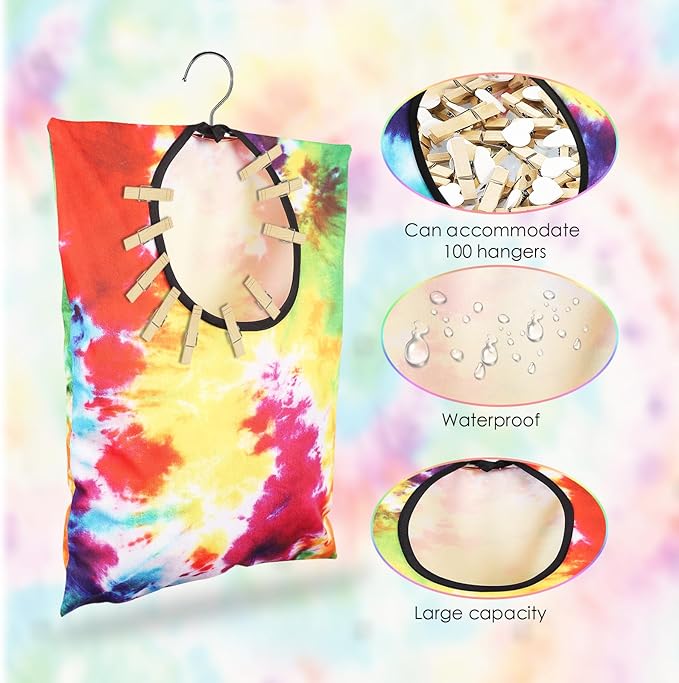 YLOLUL 2 Pcs Tie Dye Clothes Pin Bag