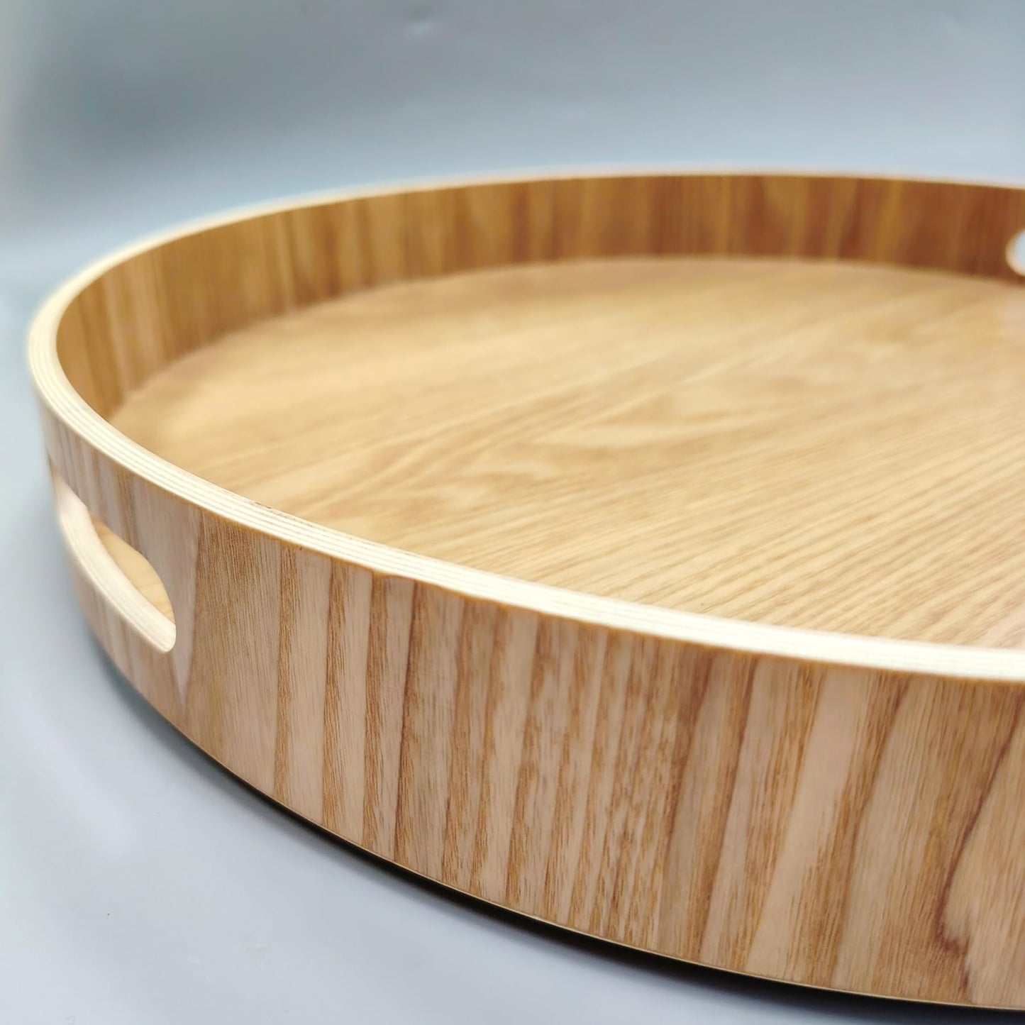 chicapica 16" Large Lazy Susan Turntable with Handles – Wooden Rotating Tray with Raised Rim – Rustic Farmhouse Kitchen Island & Table Centerpiece – Spice & Condiment Organizer