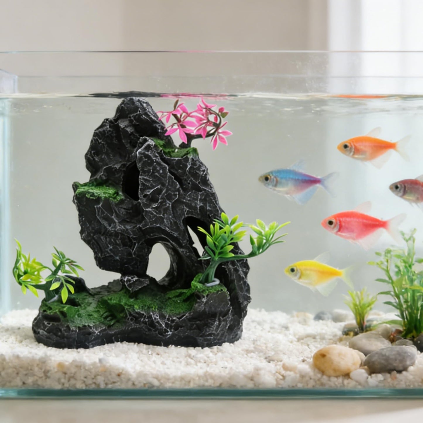 EATAKWARD Large Realistic Rock Decor for Fish Tanks, Resin Mountain Rock Decor, Enhances Tank Aesthetics and Fish Well-being, Easy to Clean
