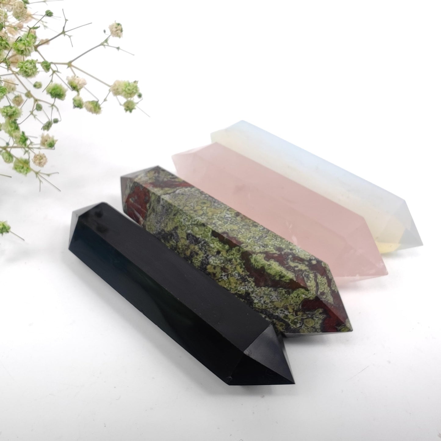 10cm Natural Crystal Tower Two Point Wand Obelisk 6 Faceted Crystals Point Chakra Stone Kit Home Decor Reiki Healing Gift (Dream Amethyst)