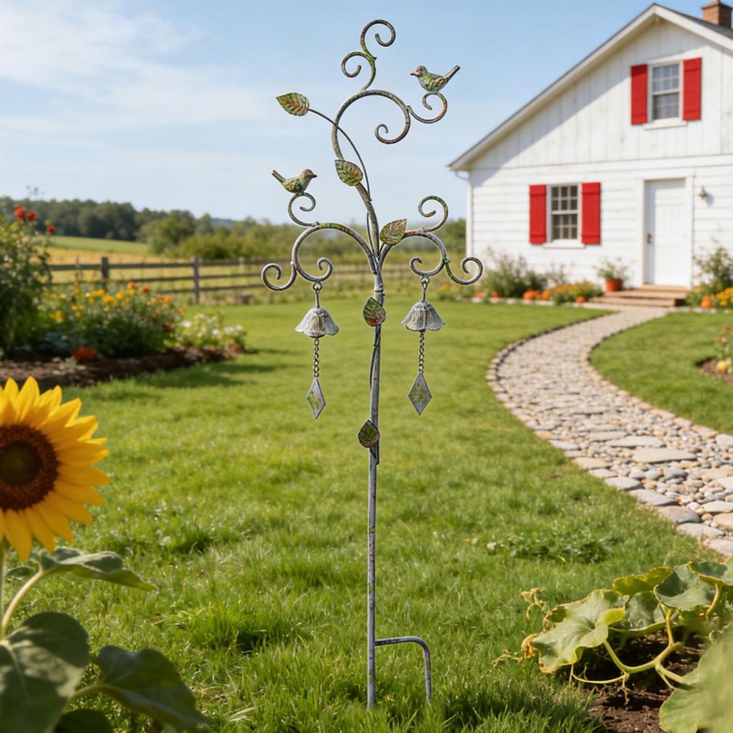 Decorative Garden Stakes for Outside,Metal Outdoor Garden Decor with Bells