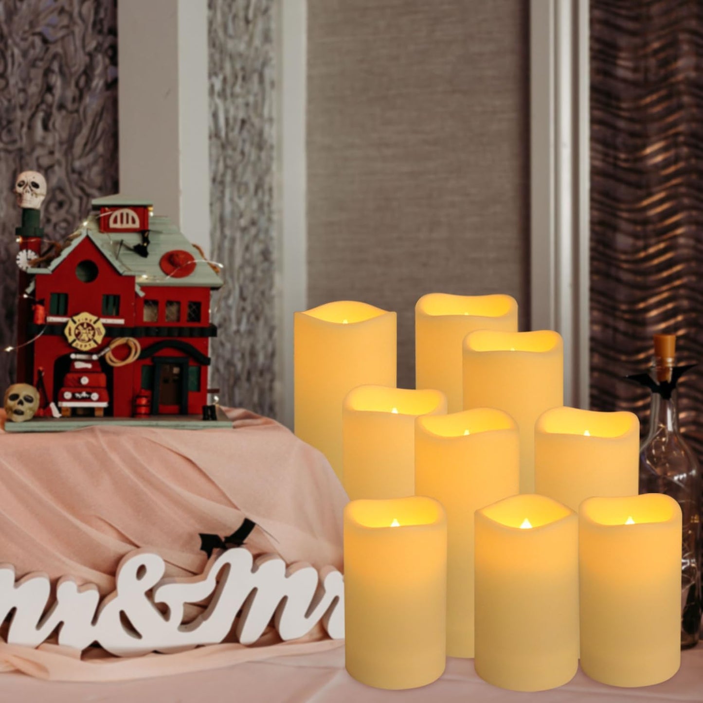 Enpornk Set of 24 Flameless Led Battery Opeated (D2.2'' x H4''5''6'') Waterproof Outdoor Indoor Candles with 10-Key Remotes and Cycling 24 Hours Timer