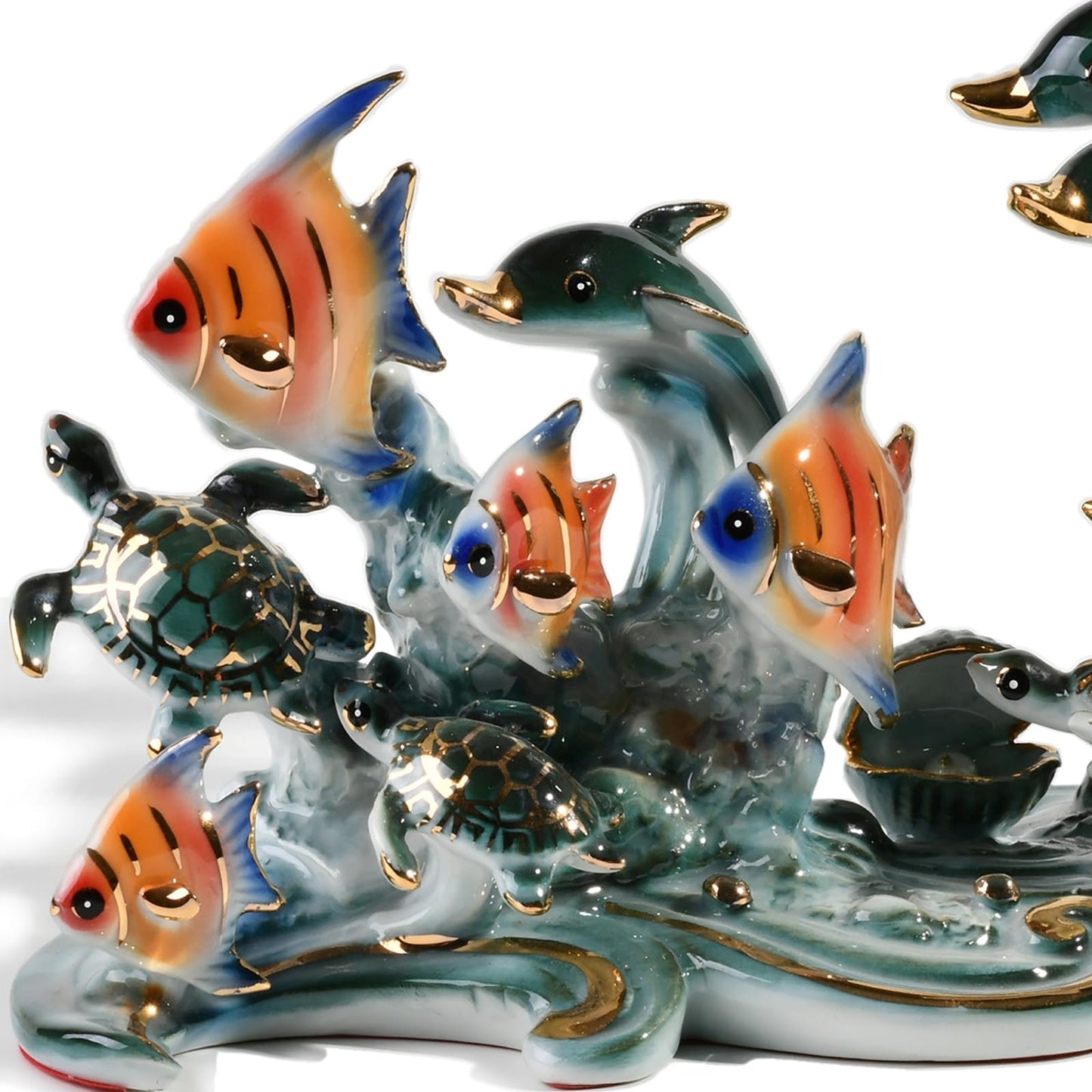 MTME Porcelain Figurines, Family in The sea, memorialbilia, Sculpture Home Decor (Y)