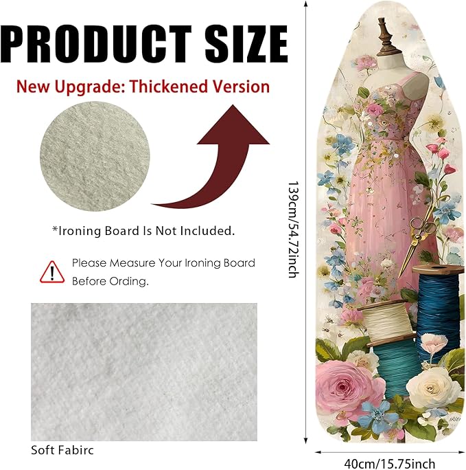 Nuxovilar Ironing Board Cover Needle Cotton 15x54 Inches | Ironing Board Cover