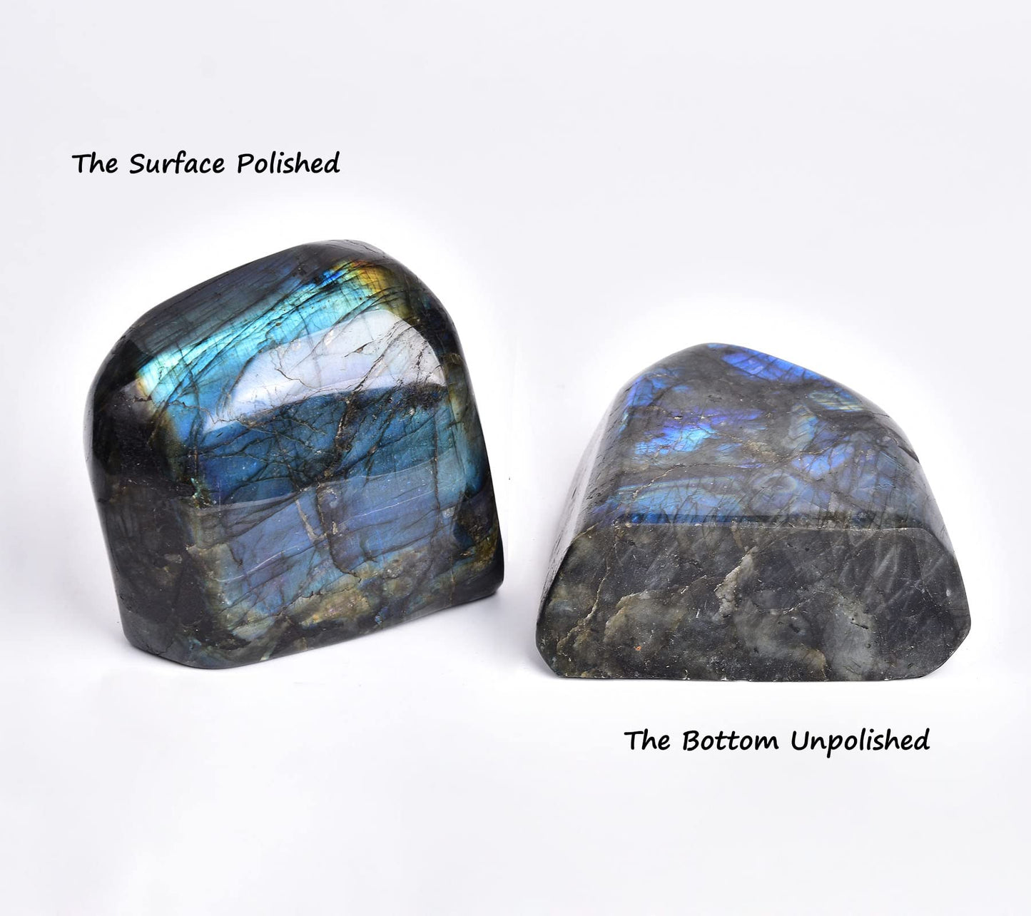 AMOYSTONE Single Decorative Stone Labradorite Polished Stone Slab Crystal Aura Healing Reiki Home Decor Small 0.8-1.3 LBS