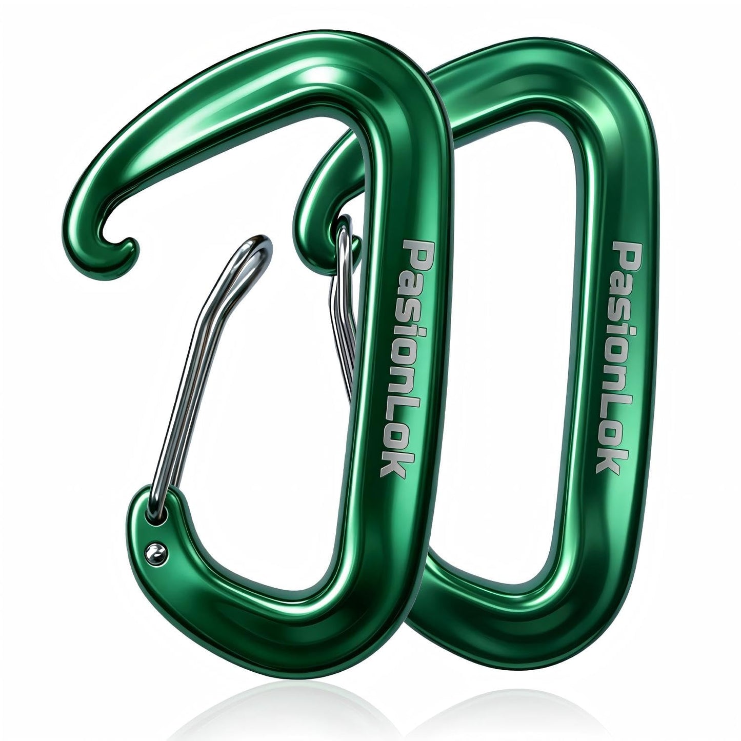 PasionLok Carabiner Clips Heavy Duty 12KN, 2 Pack Aluminum Carabiner Keychain, Small D Ring Hook for Hammock Camping Essentials, Backpack Key Ring Clip, Dog Leash, Multi Color