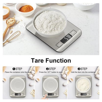 Ultrean Food Scale, Digital Kitchen Scale Weight Grams and Ounces for Baking Cooking and Meal Prep, 6 Units with Tare Function, 11lb (Batteries Included)