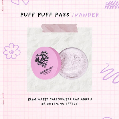 Kimchi Chic Beauty Puff Puff Pass Set and Bake Setting Powder for Makeup, Extra Fluffy Loose Face Powder Poof, Soft Natural Face Makeup for Uneven Skin Tone, 03 Translucent