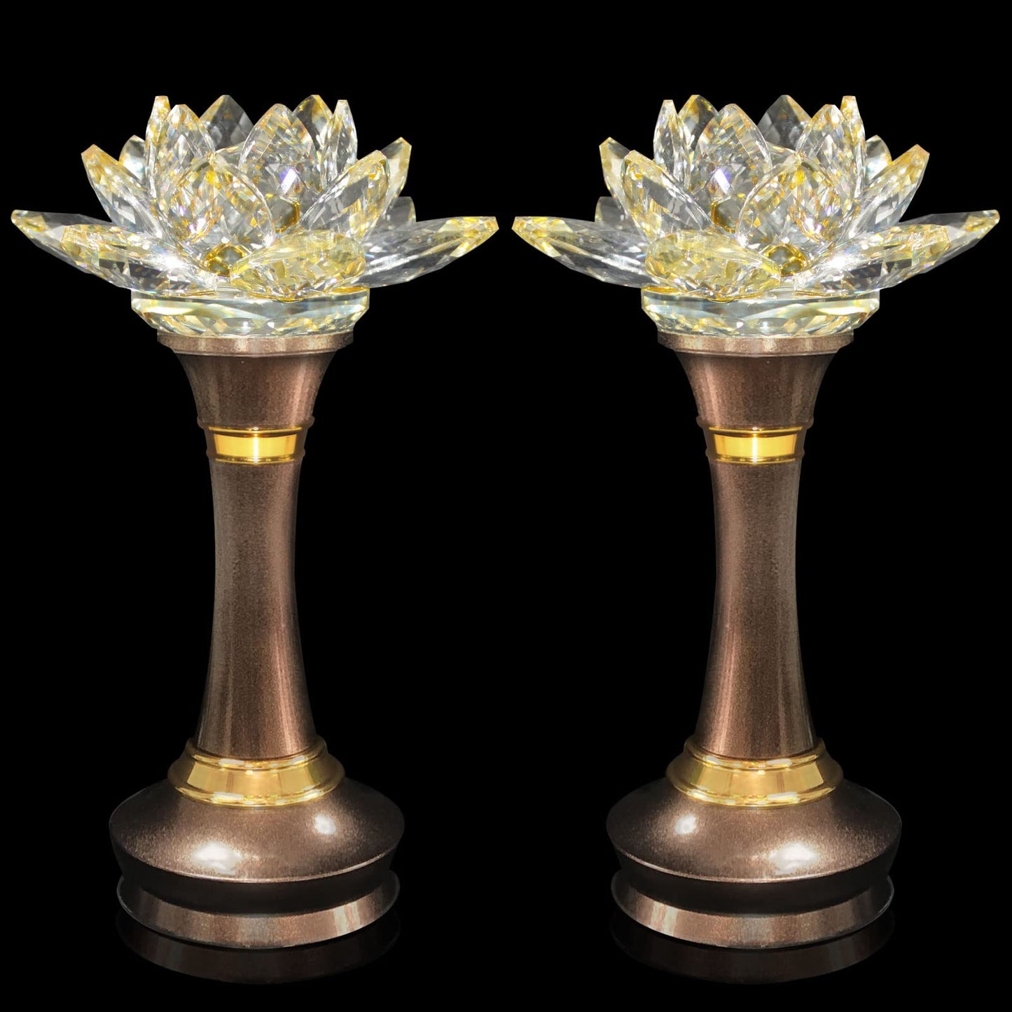 Lotus Flower Lamp Color LED Crystal Buddha Altar Decor Night Light(8in)